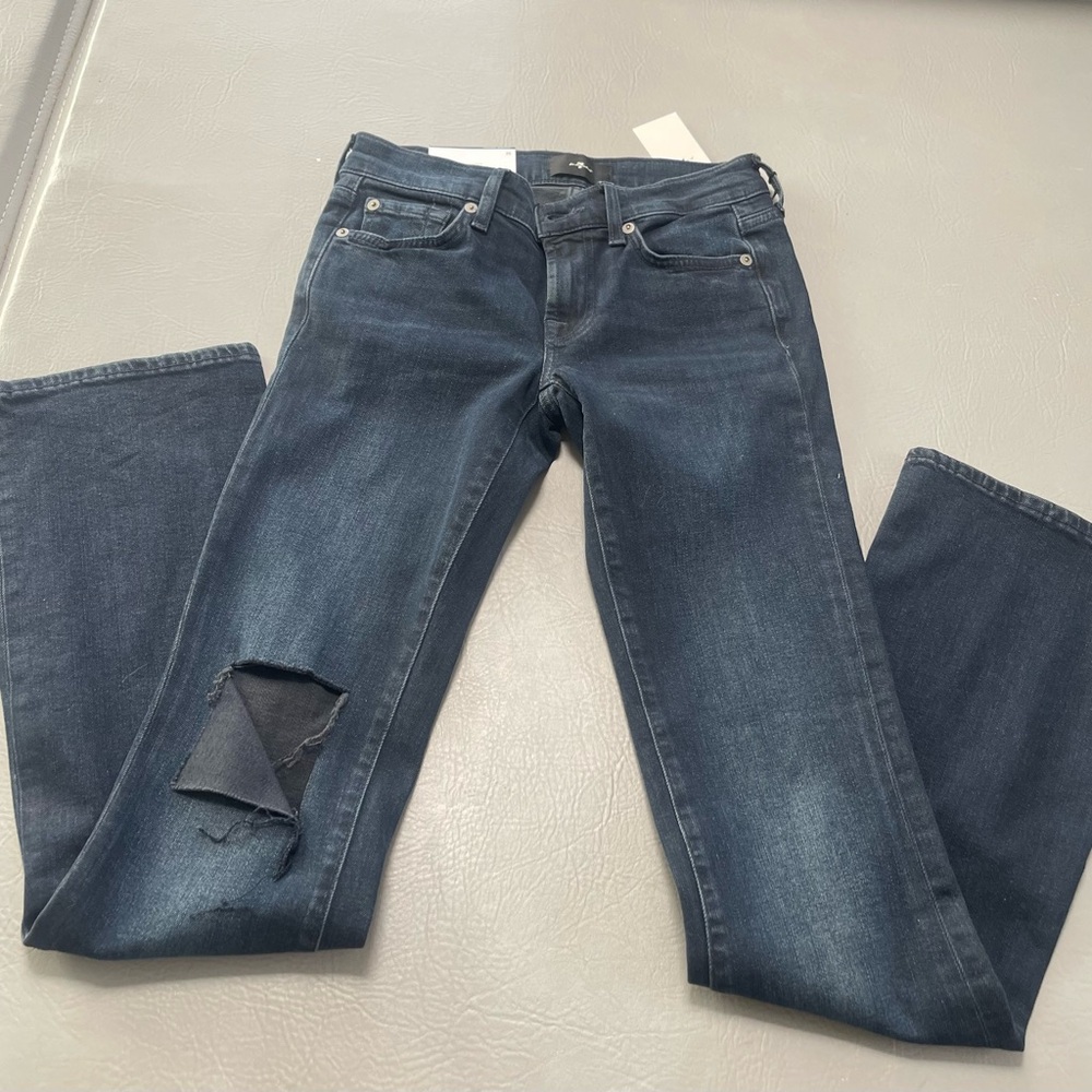 7 For All Mankind Blue Straight Leg Jeans